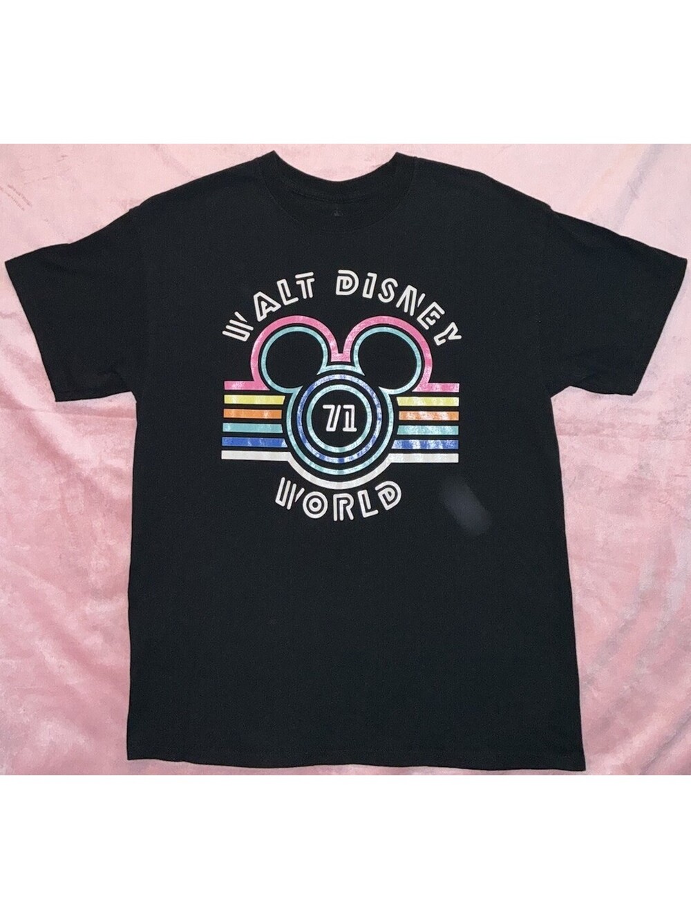 Walt Disney World Shirt Adult Medium Theme Park 1971 Rainbow Mickey Mouse EUC